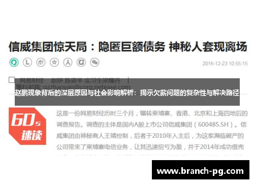 赵鹏现象背后的深层原因与社会影响解析:揭示欠薪问题的复杂性与解决路径 赵鹏现象背后的深层原因与社会影响解析:揭示欠薪问题的复杂性与解决路径